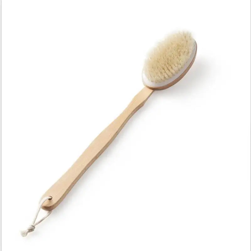 Wooden Long Handle Bath Brush – Natural Boar Bristles Body Bath Brush SPOT A2