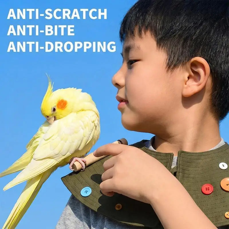Parrot Shoulder Pad with Wood Perch – Bird Dropping Guard Bird Shoulder Perch SPOT