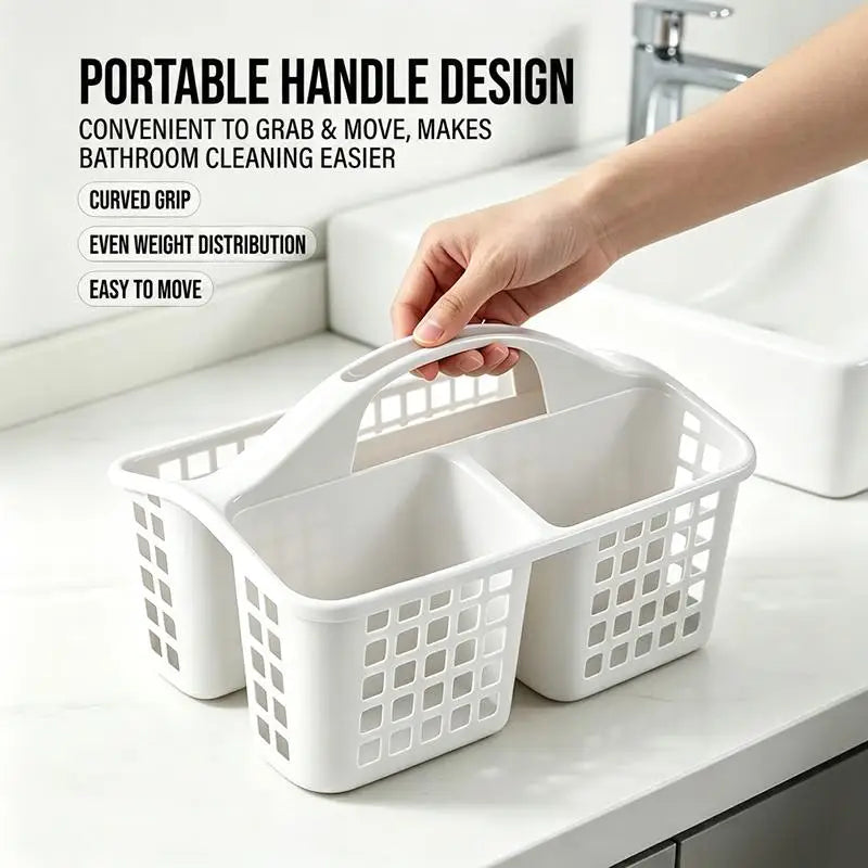 3-Compartment Plastic Storage Basket – Portable Bath Organizer Storage Basket SPOT