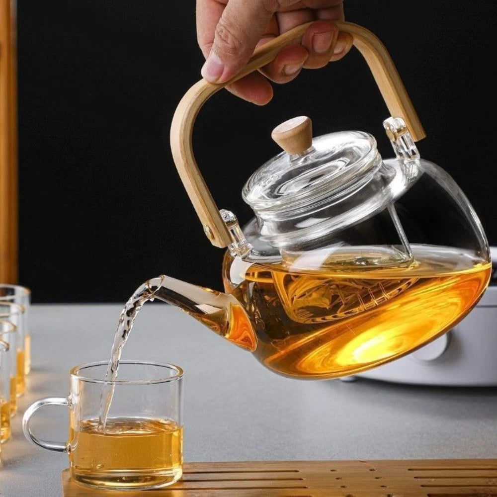 Clear Glass Teapot with Infuser – 1L Stovetop Safe Tea Maker Glass Teapot SPOT