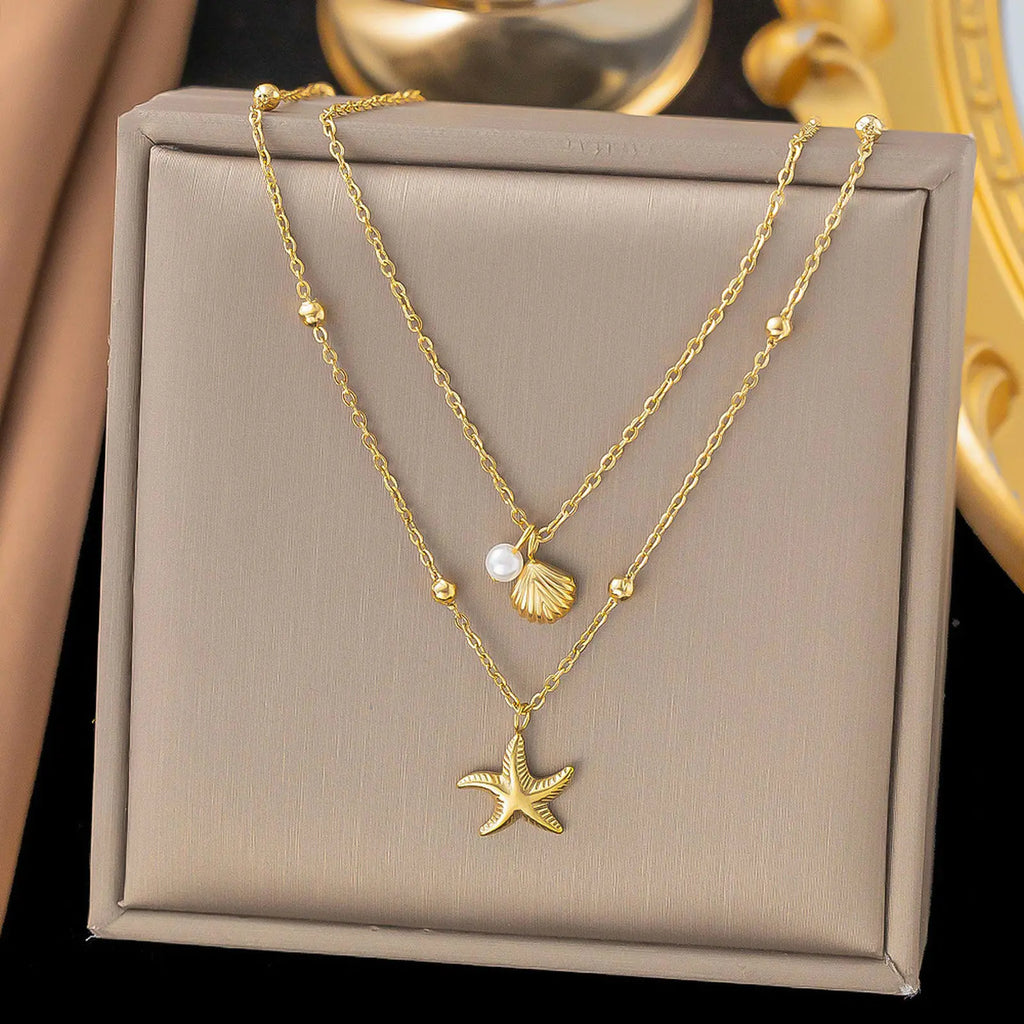 Double Layer Gold Starfish Anklet | 18K PVD Stainless Steel Gold Anklet SPOT