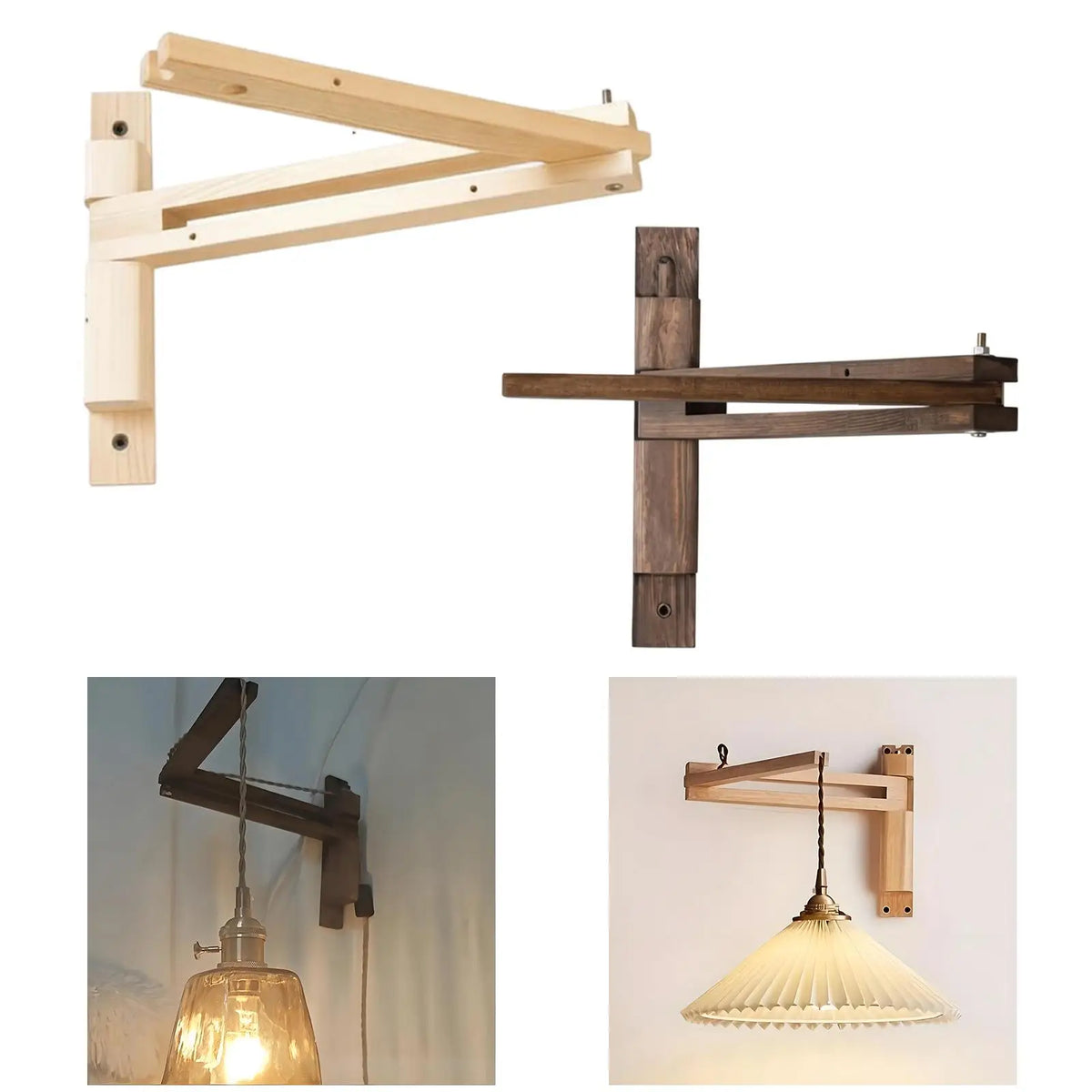 Wooden Wall Mount Lamp Bracket – Foldable Rope Pendant Light Wall Lamp Bracket SPOT
