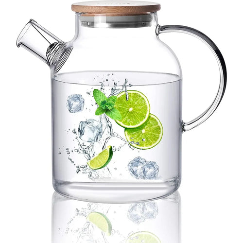 1.8L Borosilicate Glass Pitcher – Bamboo Lid & Filter Glass Infuser Pitcher SPOT