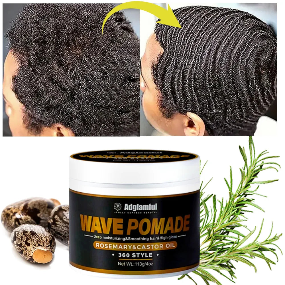 Men's 360 Wave Pomade 113g – Rosemary & Castor Oil | Adglamful Wave Styling Pomade SPOT