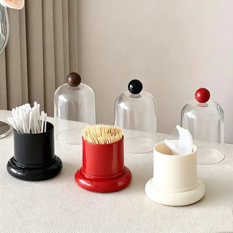 Dustproof Toothpick & Cotton Swab Storage Box | Clear Lid Desktop Storage Box SPOT