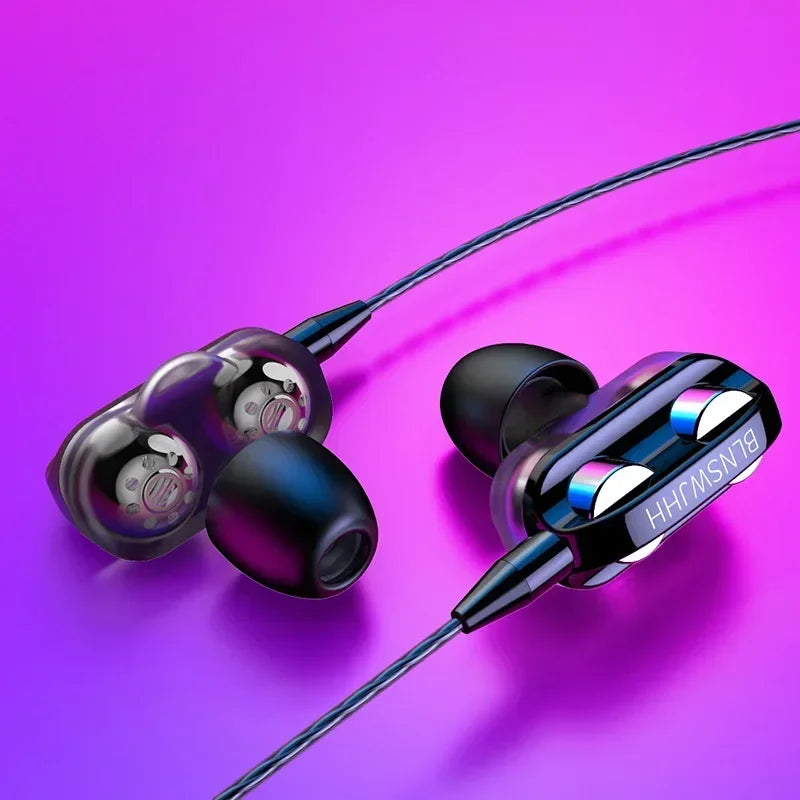 VIKEFON 3.5mm Wired Earbuds – Dual Driver HiFi Bass & Mic Wired In-Ear Earbuds SPOT Black