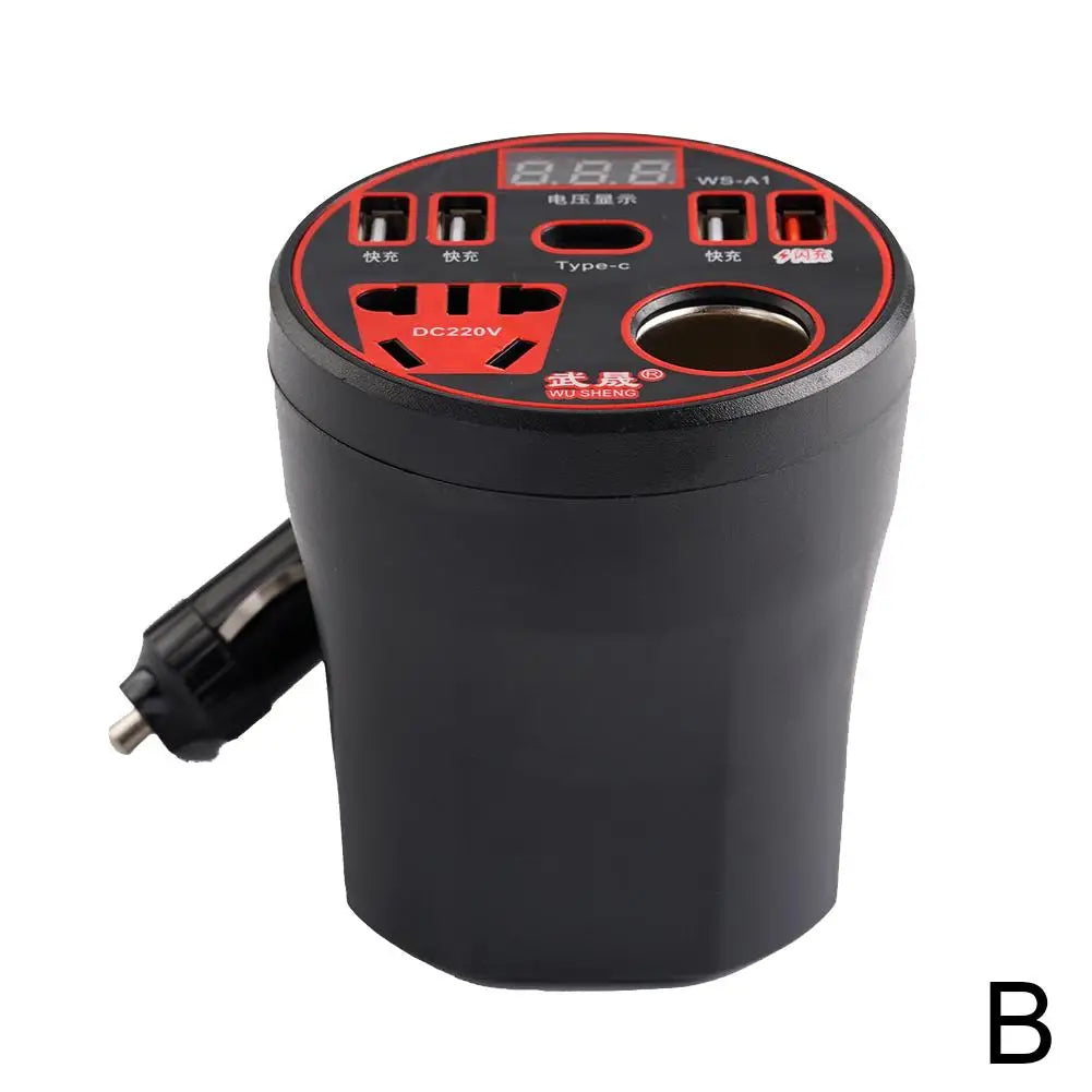 120W Car Power Inverter 12V/24V to 220V USB Type-C Charger Car Power Inverter SPOT Red