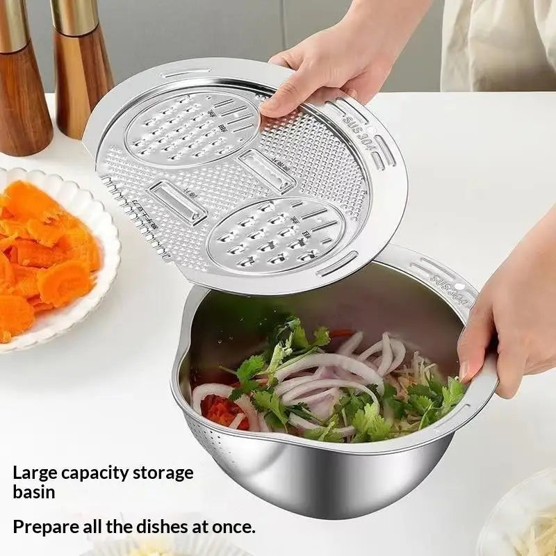 Stainless Steel Colander & Grater Set – Vegetable Shredder Bowl Colander Grater Set SPOT