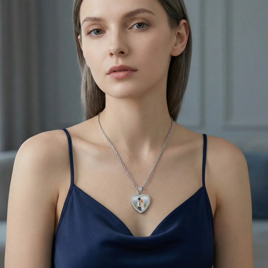 Personalized Photo Heart Necklace – Zirconia Pendant for Women Personalized Pendant Necklace SPOT