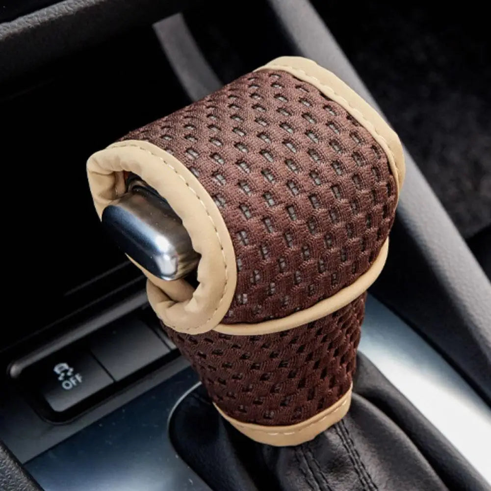 Universal Car Gear Shift Knob Cover – Ice Silk Non-Slip Grip Gear Shift Knob Cover SPOT Brown
