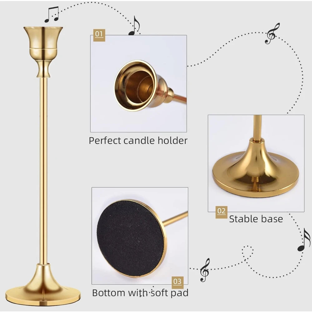 Set of 3 Vintage Metal Trumpet Candlestick Holders | Nordic Style Candle Holder Set SPOT