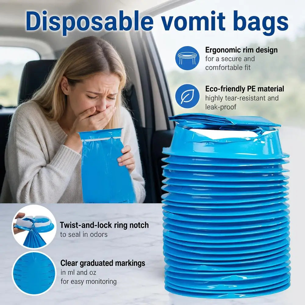 10-Pack Disposable Emesis Bags 1000ml – Travel & Car Sickness Disposable Emesis Bags SPOT