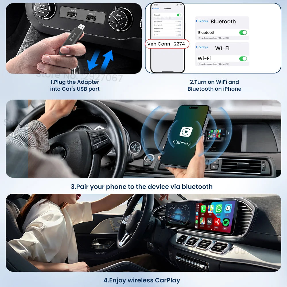 CarlinKit Mini5 Wireless CarPlay Adapter – USB Plug & Play Wireless CarPlay Adapter SPOT