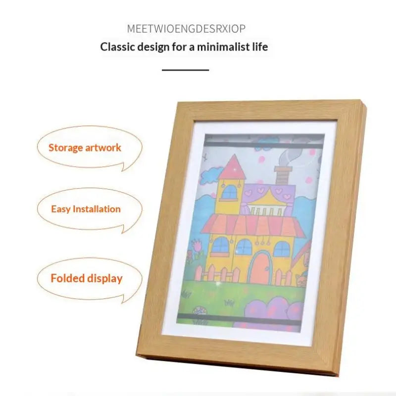 Front-Opening Kids Art Frame – Holds 50+ Artworks, White Kids Art Display Frame SPOT