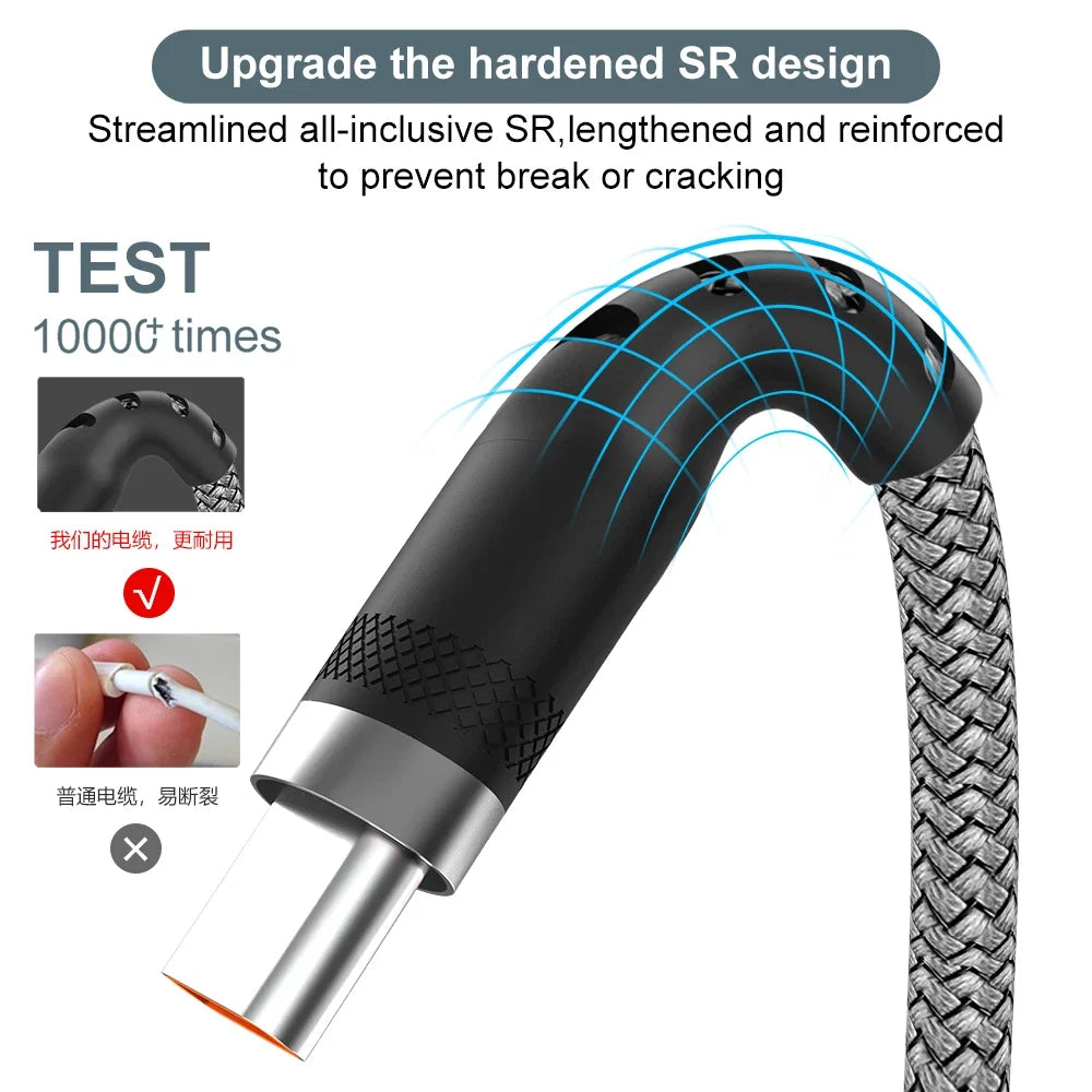 6A USB-C Fast Charging Cable – Braided, 1M to 8M Lengths USB-C Charging Cable SPOT