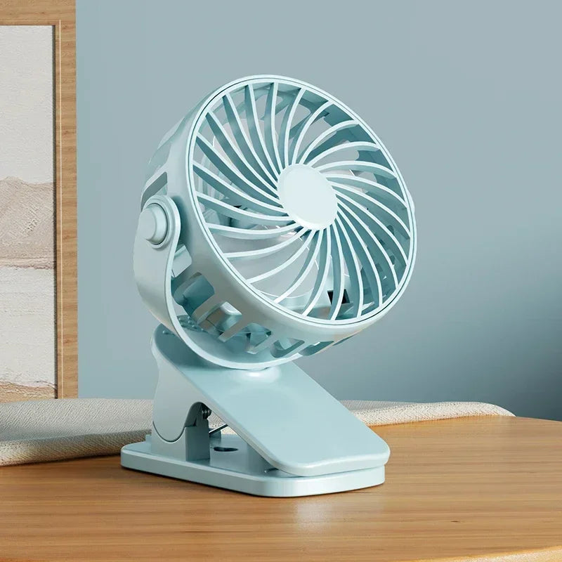 Rechargeable Clip Fan – 720° Rotatable USB Desk & Wall Fan Portable Clip Fan SPOT Blue