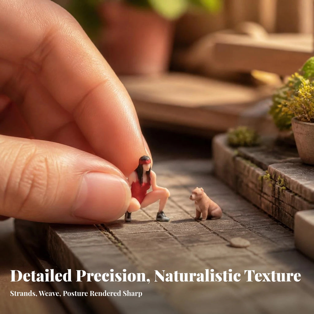 1:64 Resin Miniature Woman & Dog Figure Set – 2-Piece Diorama Miniature Resin Figures SPOT