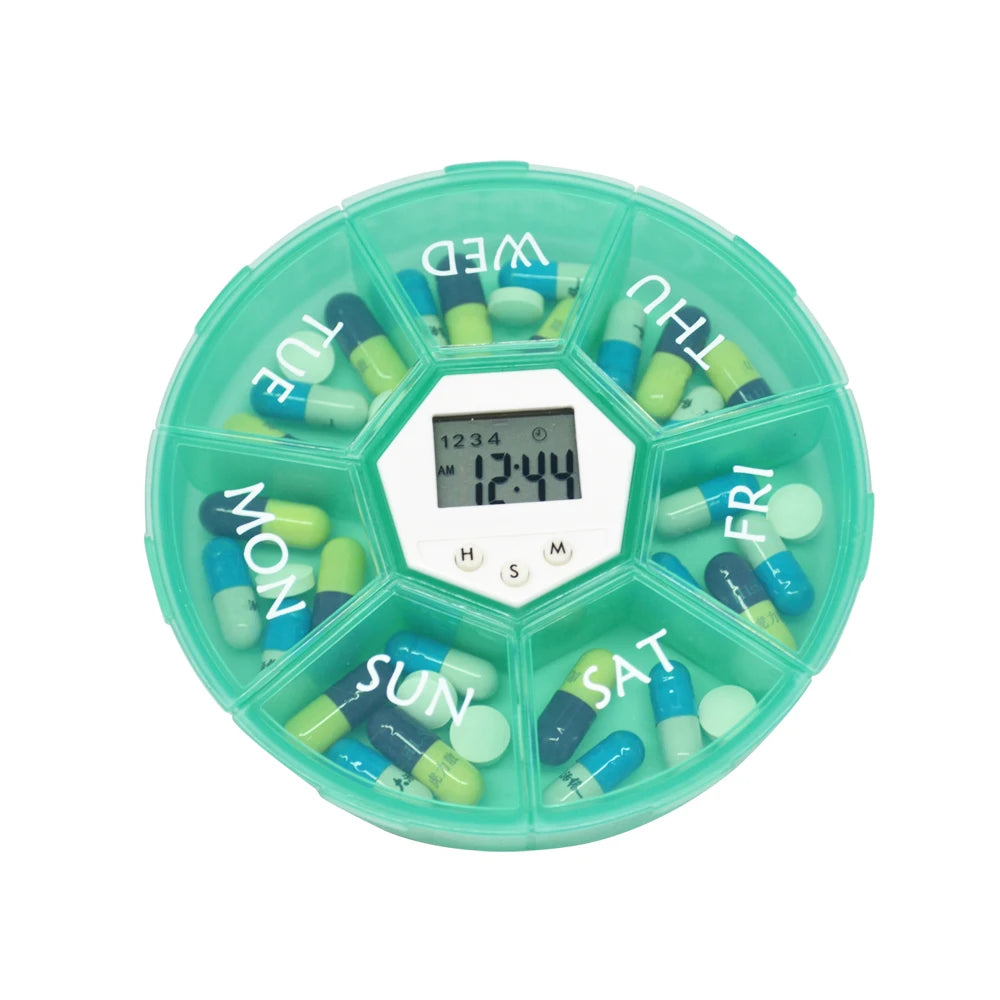 Smart Alarm 7-Day Weekly Pill Organizer with Timer Pill Organizer SPOT Green Large