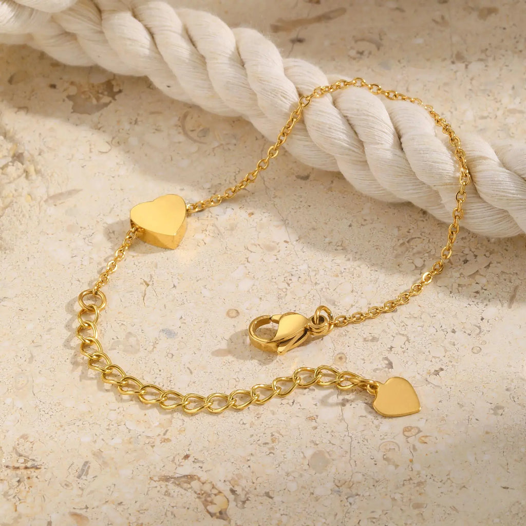 Kids Heart Anklet – Adjustable Gold Stainless Steel Foot Chain Kids Anklet SPOT