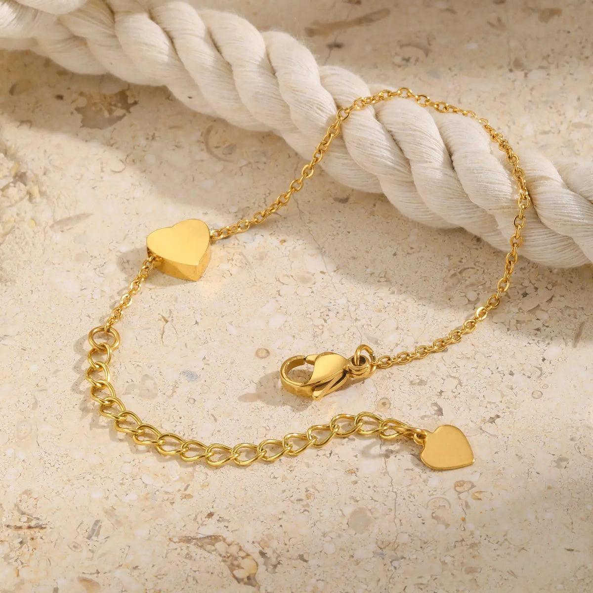 Kids Heart Anklet – Adjustable Gold Stainless Steel Foot Chain Kids Anklet SPOT