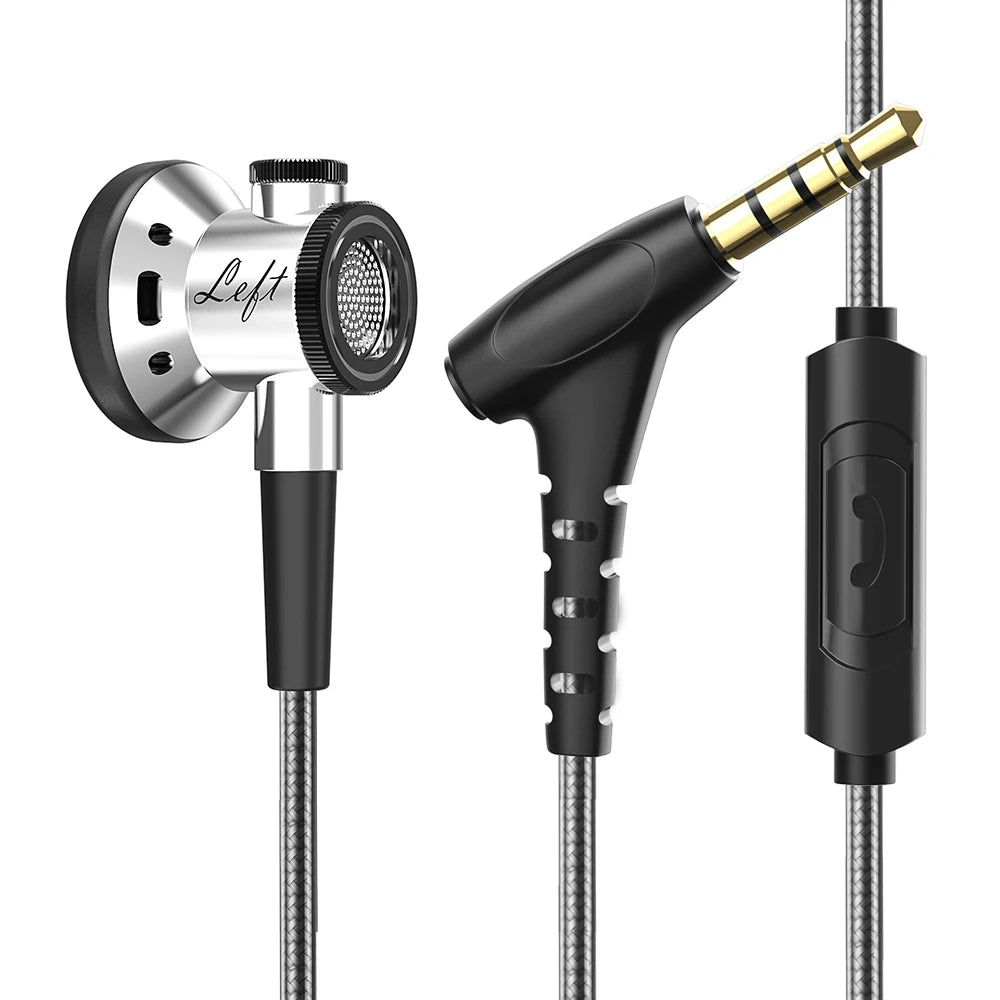 VIKEFON D08 Wired Flat-Head Earphones – 16mm Driver & Mic Wired Earphones SPOT 3.5MM AUX Silver