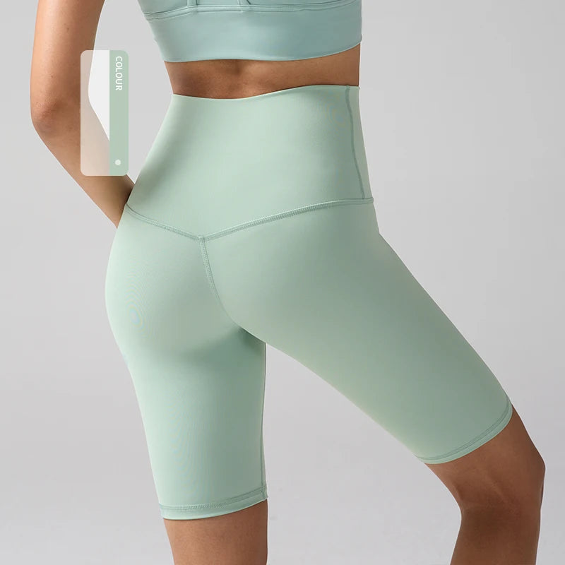 Women's High-Waist Yoga Shorts – Quick-Dry Squat-Proof Yoga Shorts SPOT Matcha Green M