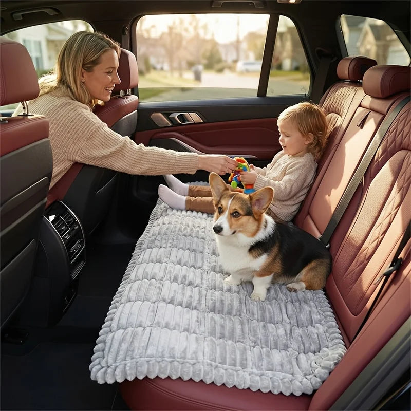 KEMORELA Striped Plush Dog Car Bed Mat – Non-Slip Washable Dog Car Bed Mat SPOT