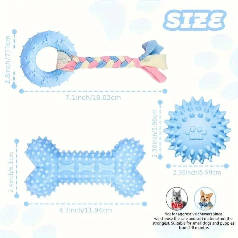 3-Pack Puppy Teething Chew Toys – Soft Rubber Bones for Small Dogs Dog Chew Toys SPOT
