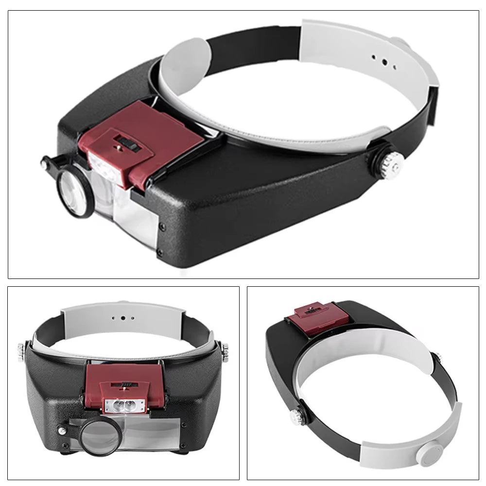 LED Head Magnifier 10X 3X Hands-Free Optivisor with Light Head Magnifier SPOT Red