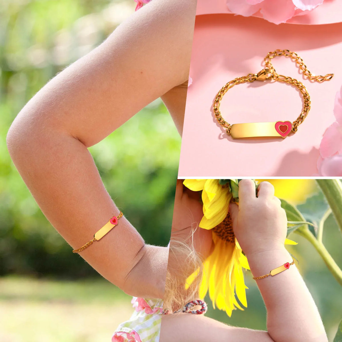 Personalized Name ID Bracelet – Girls Gold Stainless Steel Personalized ID Bracelet SPOT