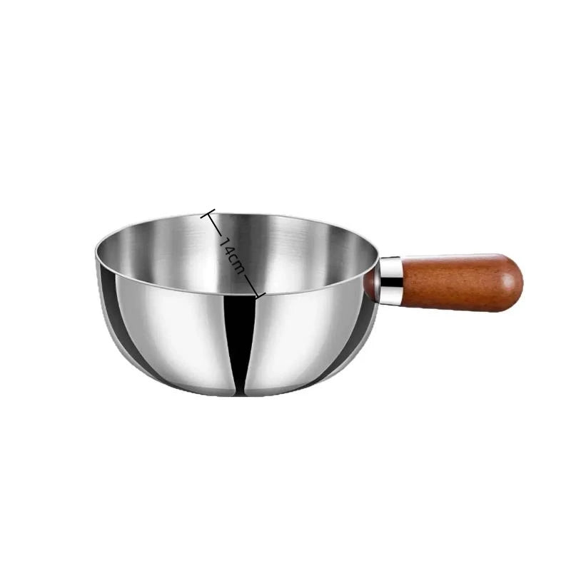 Stainless Steel Mini Pot with Walnut Handle – 14/17cm Mini Saucepan SPOT 1