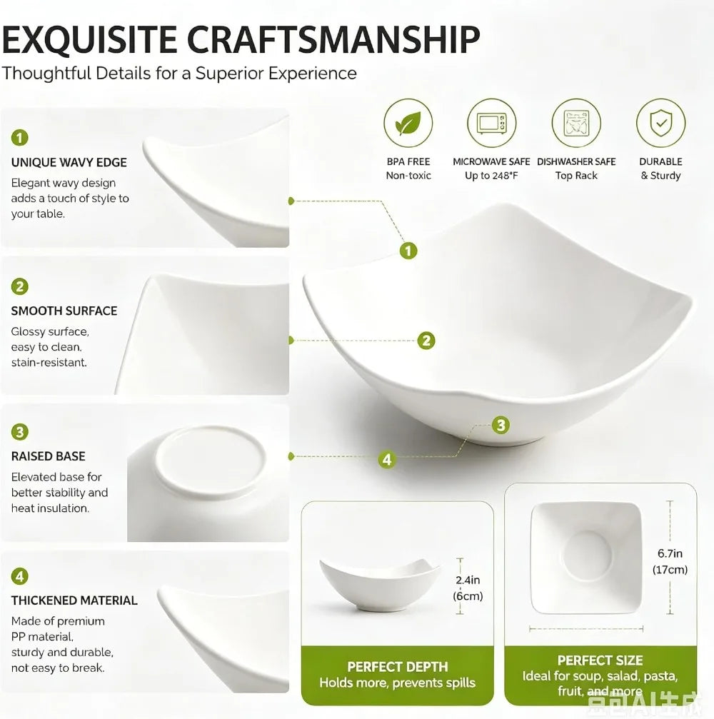 PP Deep Serving Bowls Set – Stackable & Unbreakable (6/10 Pcs) Serving Bowl Set SPOT