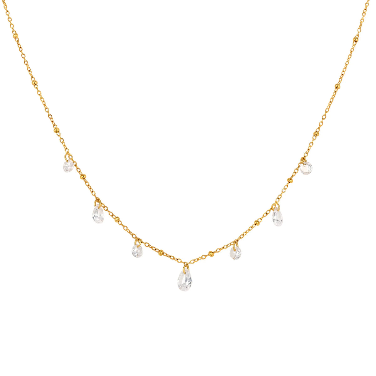 Dainty Teardrop Zircon Necklace – 18K Gold Plated, Waterproof Zircon Pendant Necklace SPOT