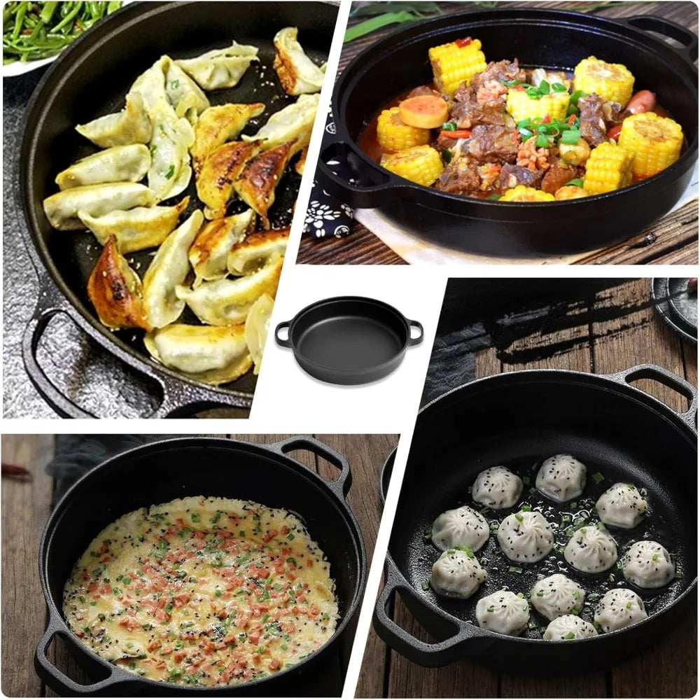 Round Non-Stick Cast Iron Skillet with Double Handles Cast Iron Skillet SPOT