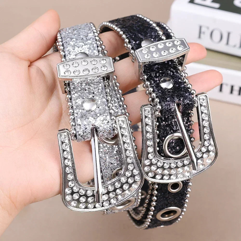 Y2K Rhinestone Belt – Bling Crystal Studded Adjustable Waistband Rhinestone Fashion Belt SPOT
