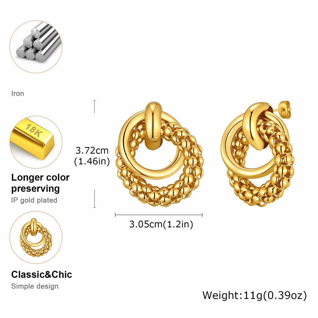 Geometric Circle Twist Gold Stud Earrings – Waterproof Stud Earrings SPOT
