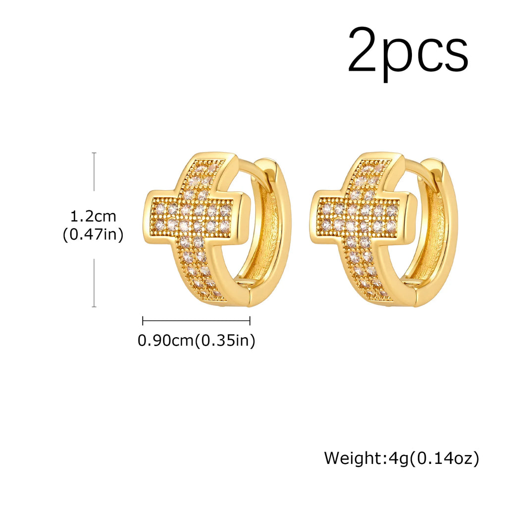Cross Hoop Earrings with Cubic Zirconia | Gold & Silver Hoop Earrings SPOT EBD-590G02