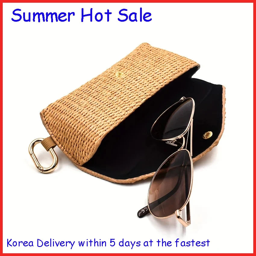Woven Straw Eyeglass Case with Hook – PP Glasses Pouch Eyeglass Case SPOT