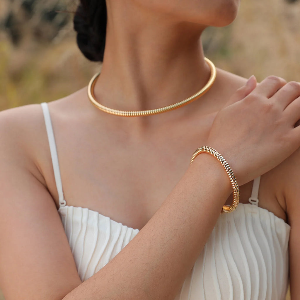 Punk Snake Choker Torques Necklace – Gothic Gold Chain Collar Choker Necklace SPOT