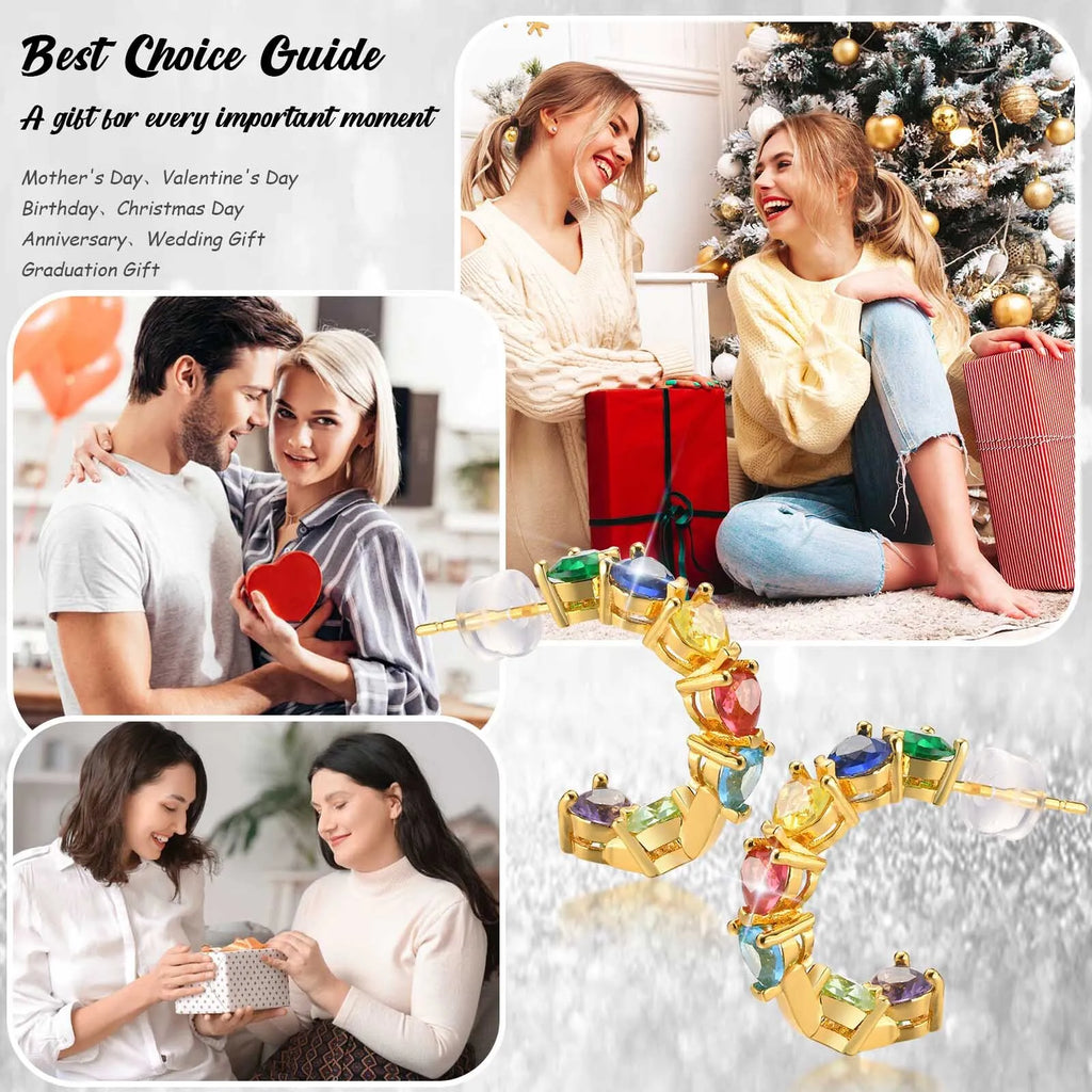 Cubic Zirconia Rainbow Heart Hoop Earrings – 14K Gold Hoop Earrings SPOT