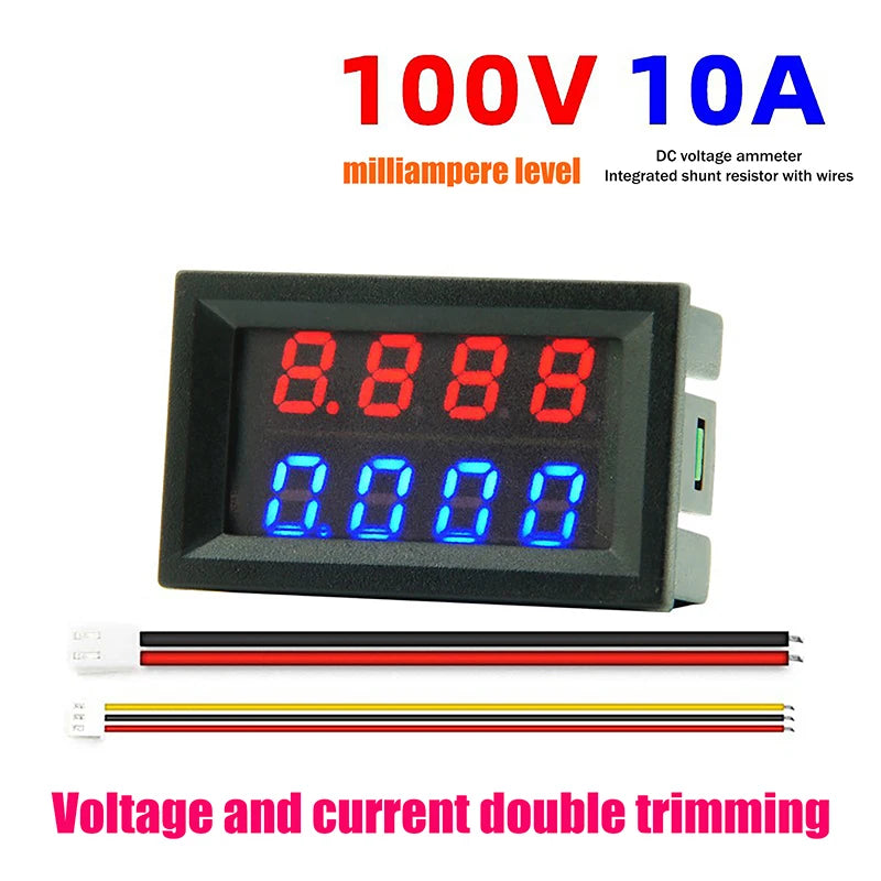 Mini Dual LED Voltmeter Ammeter – DC 0-100V 10A Display Digital Voltmeter Ammeter SPOT Default Title