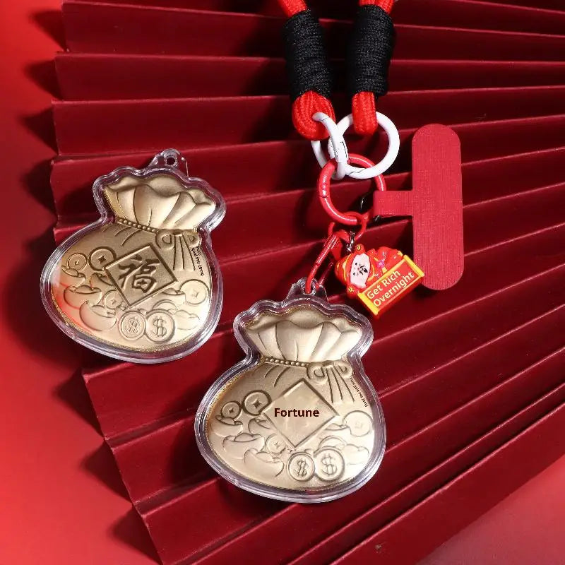 2026 Lucky Fu Bag Keychain – Gold Backpack Charm & Lanyard Keychain Charm SPOT