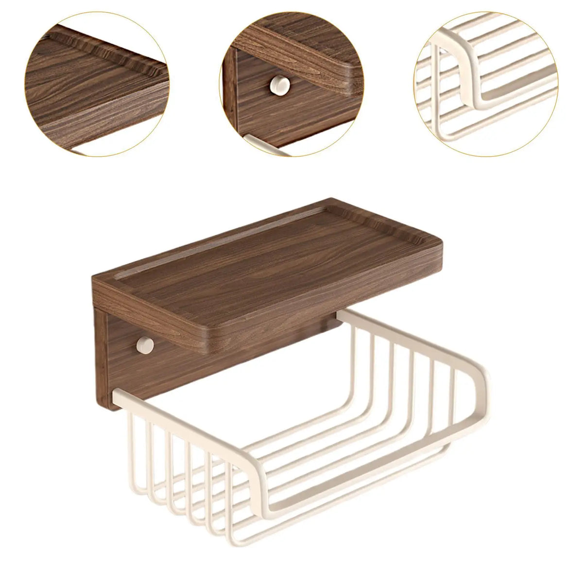 Wall-Mounted Toilet Paper Holder with Shelf & Basket Organizer Toilet Paper Holder SPOT