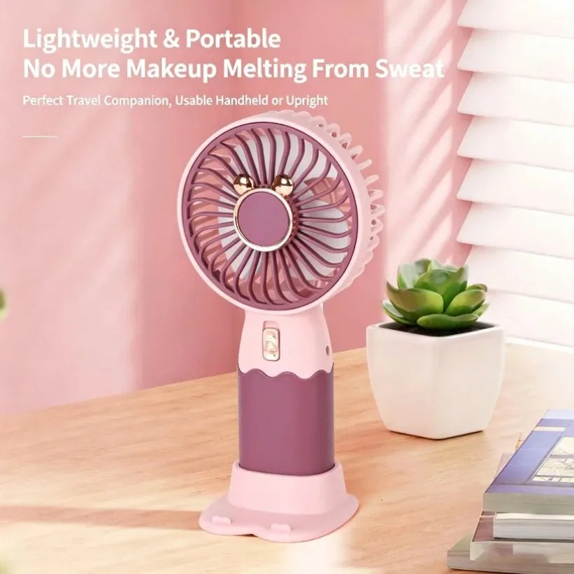 Mini Handheld USB Rechargeable Fan with Desktop Base | Quiet Handheld Portable Fan SPOT