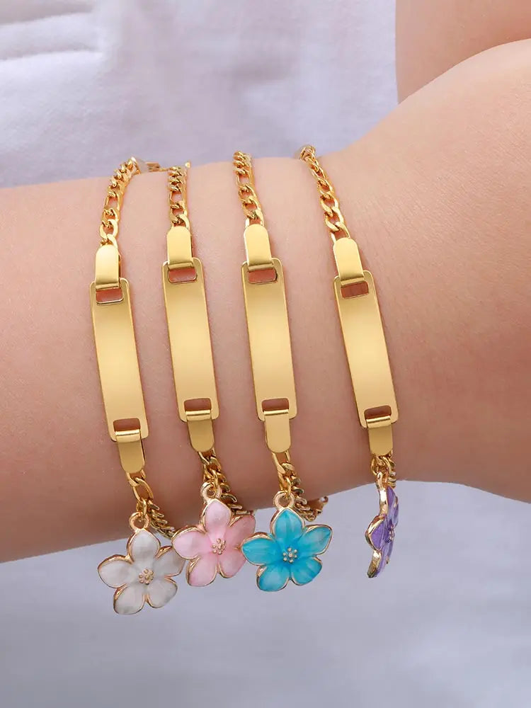 Engravable Cherry Blossom Kids ID Bracelet – Personalized Gift Kids ID Bracelet SPOT