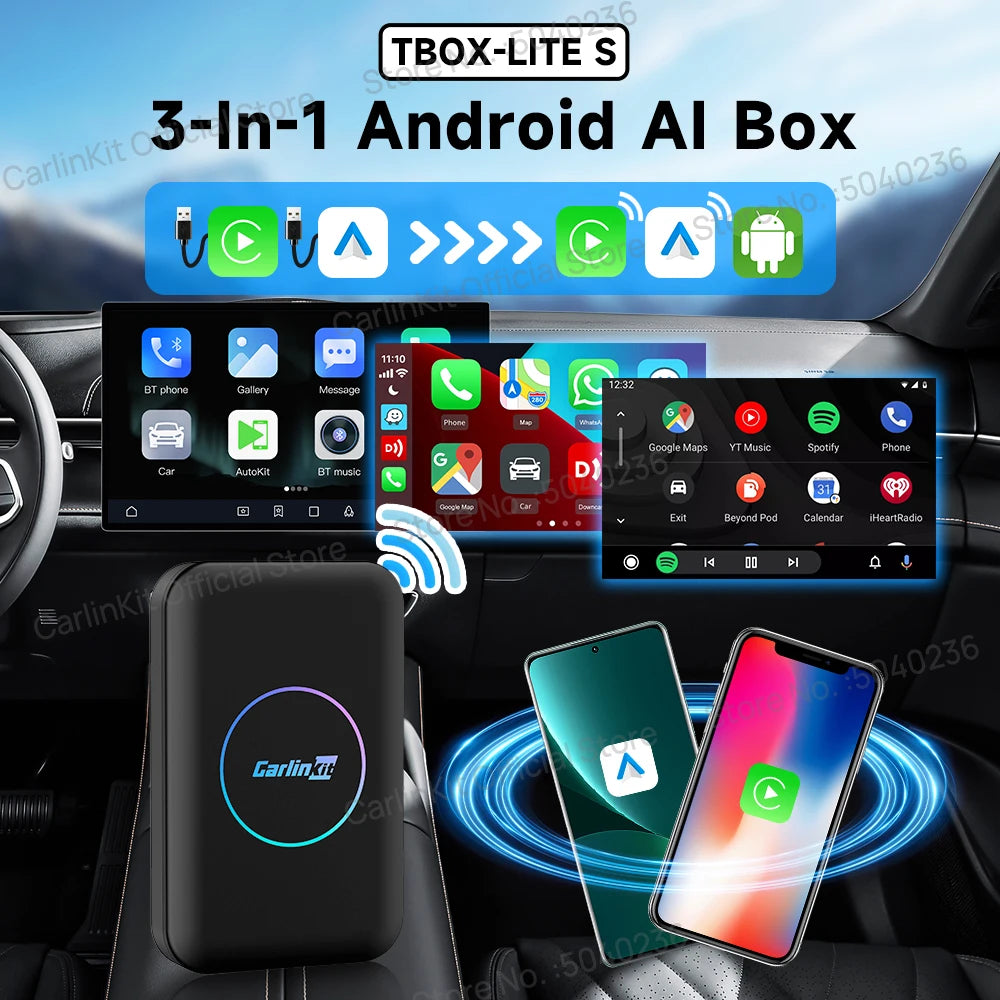 CarlinKit TBox Lite S – Wireless CarPlay & Android Auto Box Car Android Adapter SPOT