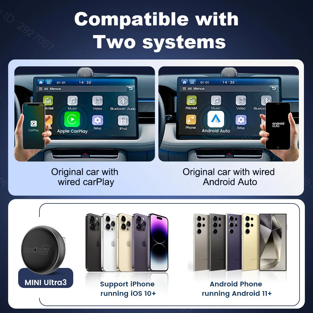 CarlinKit Mini Ultra 3 Wireless CarPlay & Android Auto Adapter Wireless CarPlay Adapter SPOT