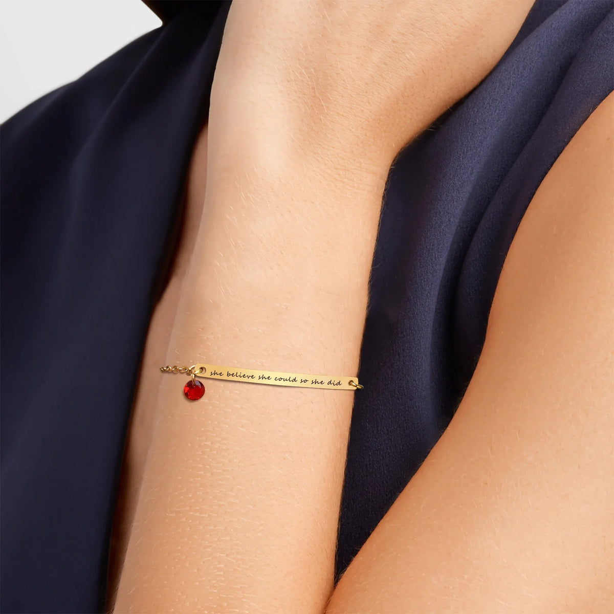 Personalized Birthstone Name Bar Bracelet for Women – Engraved Personalized Bracelet SPOT