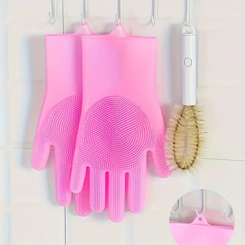 Silicone Dishwashing Gloves – Heat-Resistant Kitchen Cleaner Kitchen Cleaning Gloves SPOT