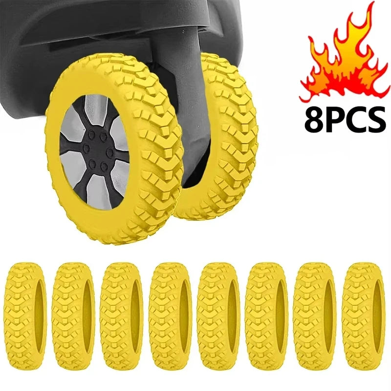 8-Pack Silicone Luggage Wheel Covers – Quiet Caster Protectors Luggage Wheel Covers SPOT yellow-8Pcs